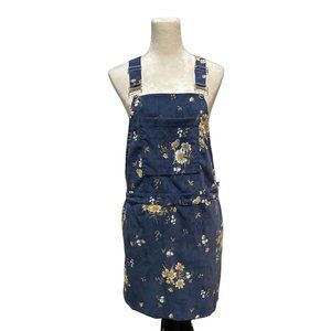 Elodie Floral Corduroy Overall Pinafore Mini Dress